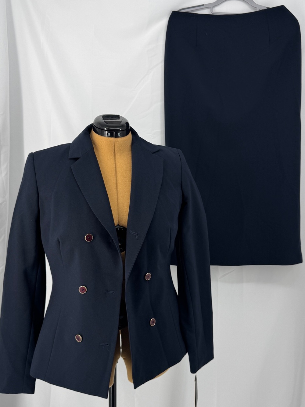 Zac & Rachel Navy Double-Breasted Blazer with Matching Skirt 0225